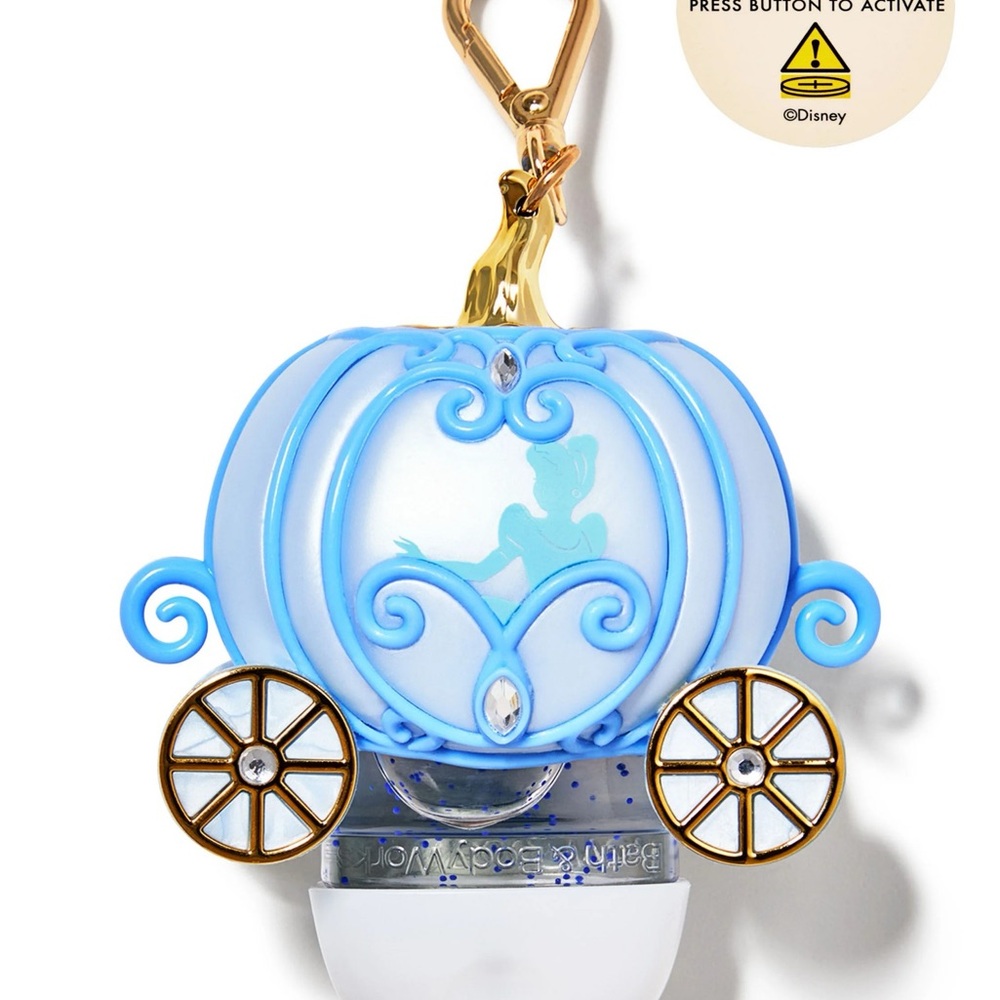Blue Carriage Keychain with Gold Accents